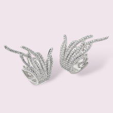 Load image into Gallery viewer, Feather Shape Cubic Zirconia Micro-paved Ear Cuff Bridal Earrings