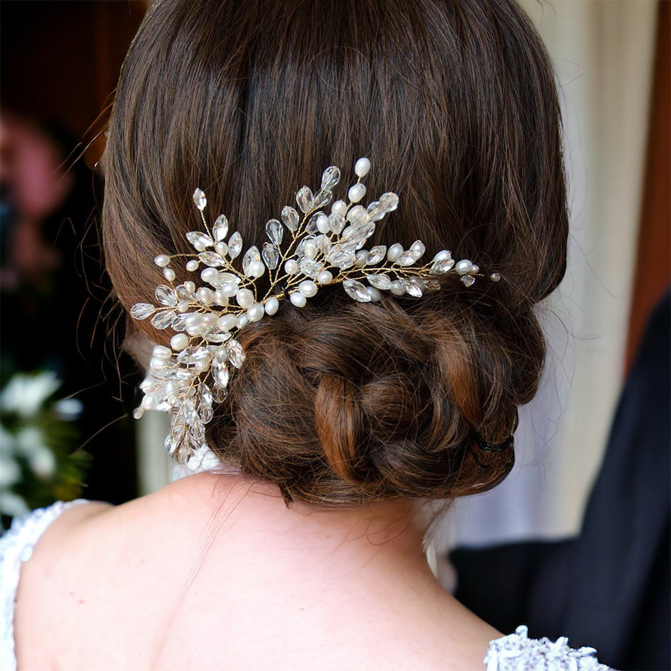 Bridal Veils Hair Accessories Pearls and Crystals Cluster