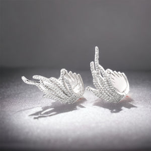 Feather Shape Cubic Zirconia Micro-paved Ear Cuff Bridal Earrings