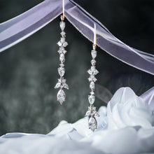 Load image into Gallery viewer, Elegance Sparkling Cubic Zirconia Long Drop Wedding Bridal Earrings