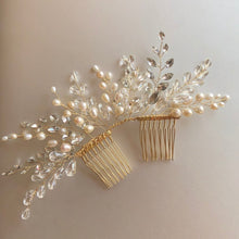 Load image into Gallery viewer, Bridal Veil &amp; Hair Accessories, Branches Pearls and Crystals Cluster Headpiece Hair Comb, Wedding, Bridal, Bridesmaids