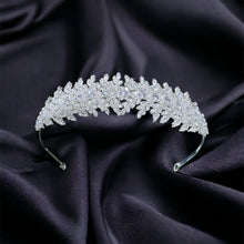 Load image into Gallery viewer, Bridal Veils &amp; Hair Accessories, Leafy Fronds Cubic Zirconia Sparkling Wedding Tiara