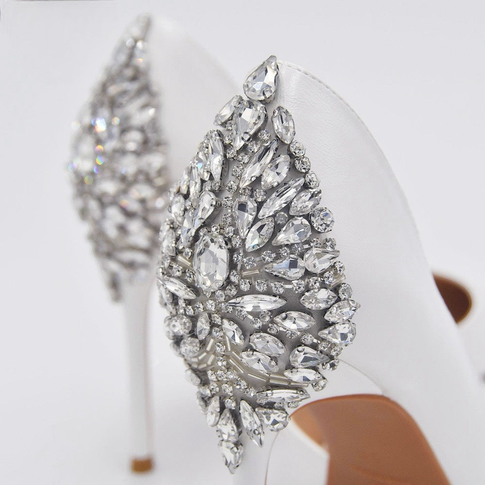 Wedding Shoes,  Dramatic Navette Rhinestone Bridal Shoes Applique Patches