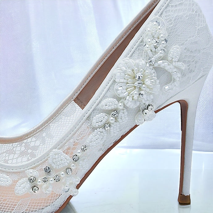  Wedding Shoes, Bridal Lace Embroidery Shoe Appliques