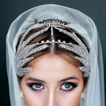 Load image into Gallery viewer, Bridal Veils &amp; Hair Accessories, Dramatic Embellished Crystal Vines Tiara