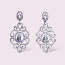 Load image into Gallery viewer, Wedding Earrings, Art Nouveau Cubic Zirconia Micro-paved Chandelier Bridal Earrings