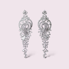 Load image into Gallery viewer, Elegant Gardenia Floral Cubic Zirconia Micro-paved Bridal Earrings, Crystal Earrings