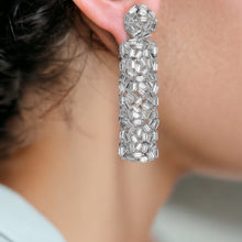 Load image into Gallery viewer, Chic Rectangle Micro-paved Bridal Earrings, Sterling Silver Posts