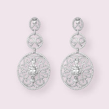 Load image into Gallery viewer, Gothic CZ micro pave earrings, Sterling Silver Posts, Bridal Earrings, Brides, Bridesmaids