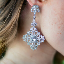 Load image into Gallery viewer, Gothic Diamond Shape Micro-Paved Chandelier Bridal Earrings, Sterling Silver Posts