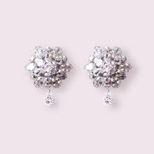 Load image into Gallery viewer, Marquise Cut Flower White Gold plated AAA Cubic Zirconia Wedding Earrings, Bridal Earrings