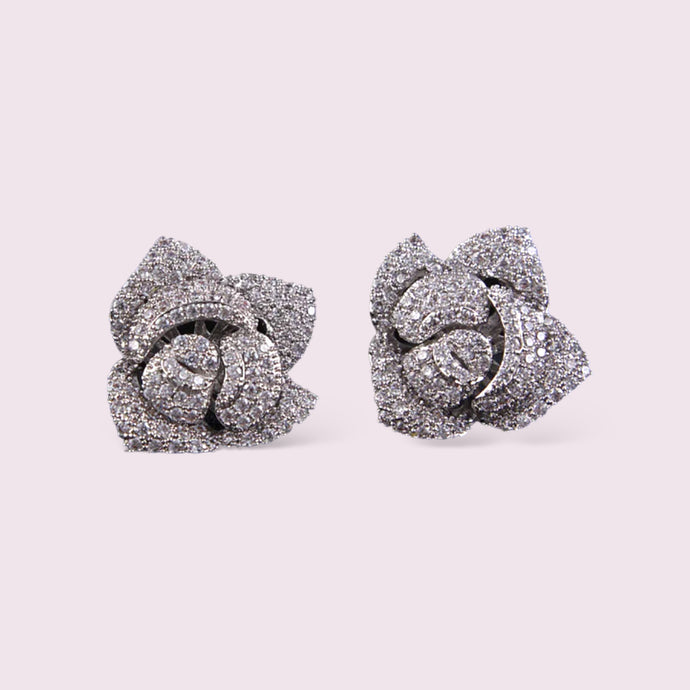Rose CZ Micro Paved Cubic Zirconia Bridal Earrings, AAA CZ, Studs, Bride, Bridesmaids
