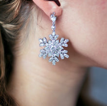 Load image into Gallery viewer, Snowflake AAA Cubic Zirconia Bridal Earrings, Wedding Earrings