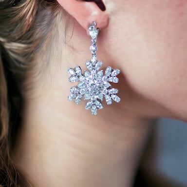 Snowflake AAA Cubic Zirconia Bridal Earrings, Wedding Earrings