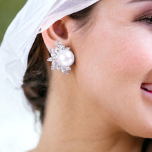 Load image into Gallery viewer, Pearl Cubic Zirconia Studs Bridal Earrings, Classic and Match Everyone
