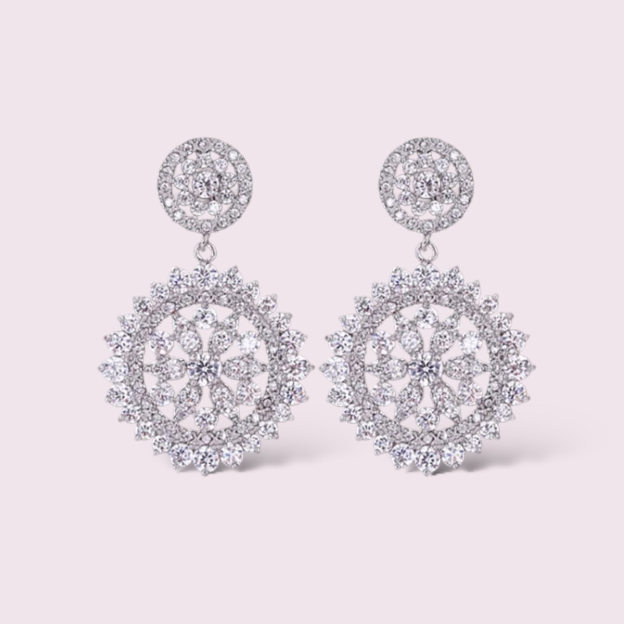 Floral CZ micro pave drop wedding earrings, Wedding Jewelry, Bridal, Bridesmaids