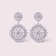 Load image into Gallery viewer, Floral CZ micro pave drop wedding earrings, Wedding Jewelry, Bridal, Bridesmaids