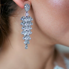 Load image into Gallery viewer, Sparkling Cubic Zirconia Umbrella Chandelier Bridal Earrings AAA+