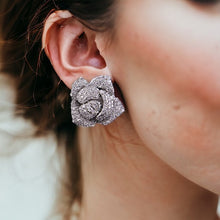 Load image into Gallery viewer, Rose CZ Micro Paved Cubic Zirconia Bridal Earrings, AAA CZ, Studs, Bride, Bridesmaids