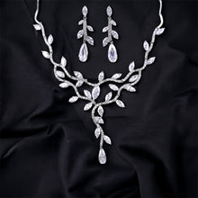 Load image into Gallery viewer, Dramatic Leaf Vines Cubic Zirconia Wedding Necklace and Earrings Set
