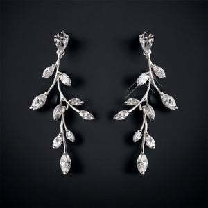 Vine Leaf Wedding Jewellery Set, Cubic Zirconia Necklace and Earrings