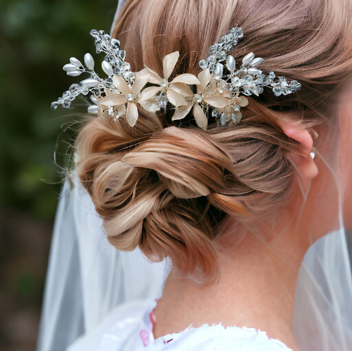 Bridal Veils & Hair Accessories, Nude Nail Polish Flowers Bridal Headpiece