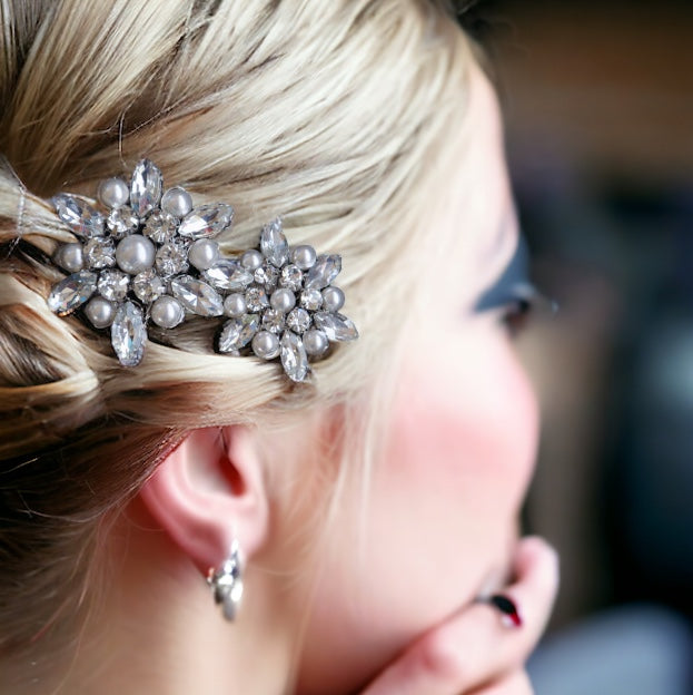 Snowflakes Applique Hair Comb with Swarovski, Handmade Bridal Headpiece, Bridal, Bridesmaids