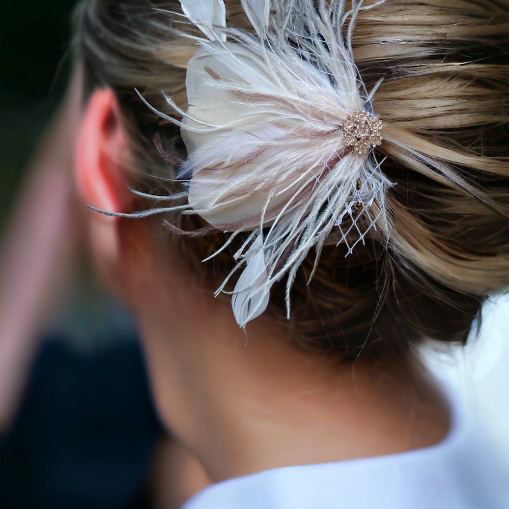 Pinky Feather Fascinator Wedding Headpiece,Wedding, Hair Accessories, Bridal, Bridesmaids