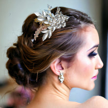 Load image into Gallery viewer, Nuance Flowers Fiesta Handmade Bridal Headpiece in Opal and Soft Gold Tones