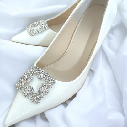 Wedding Shoes, Classic Square Sparkly Rhinestone Bridal Shoes Clips
