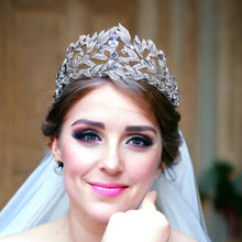 Load image into Gallery viewer, Bridal Veil &amp; Hair Accessories, Baroque Crystal Leaves Cubic Zirconia Bridal Tiara