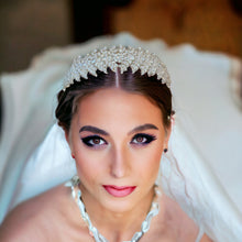 Load image into Gallery viewer, Bridal Veils &amp; Hair Accessories, Leafy Fronds Cubic Zirconia Sparkling Wedding Tiara