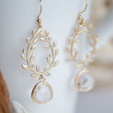 Wholesale Gold Olive Wreath Clear Bridesmaids Earrings at Low Price