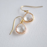 Bulk Offer Clear Bridesmaids Earrings with Gold Frame at Low Price