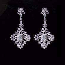 Load image into Gallery viewer, Gothic Diamond Shape Micro-Paved Chandelier Bridal Earrings