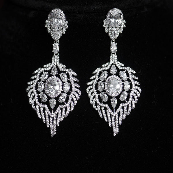 Vintage Art Deco Chandelier Micro-Paved Bridal Earrings