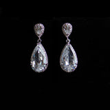 Classic Teardrop Clear Cubic Zirconia Crystal Bridal Earrings