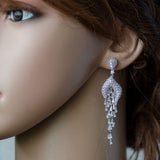 Celebrity Chandelier Micro-Paved Earrings, Cubic Zirconia Bridal Earrings