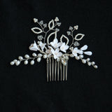Porcelain Lilies Freshwater Pearls Swarovski Elements Handmade Bridal Headpiece