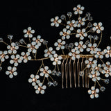 Opal Cherry Blossom Handmade Bridal Headpiece, Hair Comb for Wedding