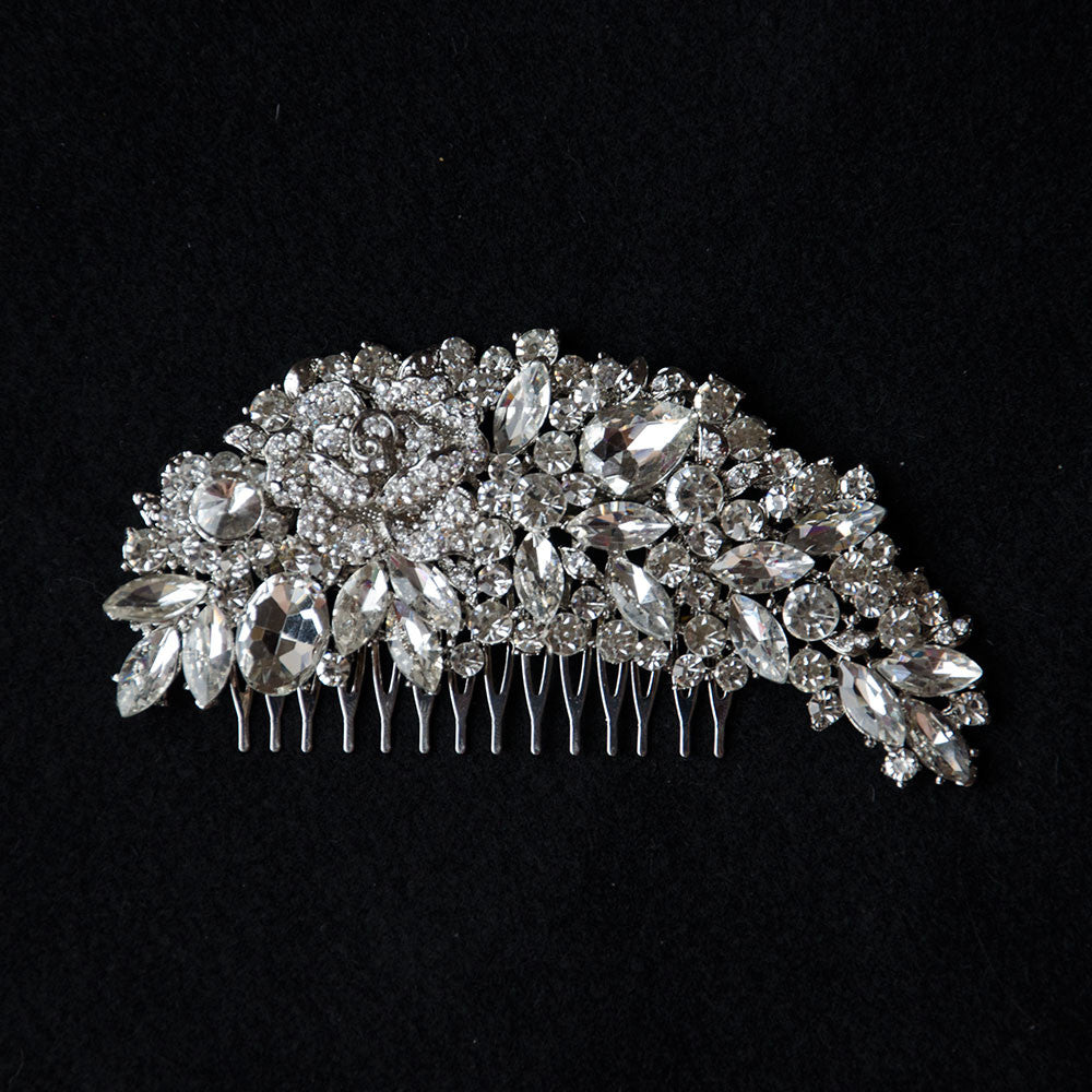 Vintage Rose Rhinestones Silver Bridal Headpiece, Wedding Hair Accessories, Bride, Bridesmaids