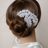 Micropaved Rhinestone Feather Wedding Comb, Bridal Headpieces, Wedding Accessories