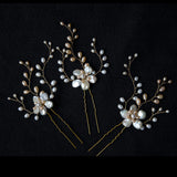 Natural Keshi Pearls Flower Pins Set Bridal Headpiece in Blush Tones
