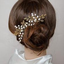 Load image into Gallery viewer, Natural Pearls in Gold Pin Set Bridal Headpiece, Wedding Accessories, Bride, Bridesmaids