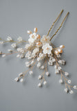 Seashell Sakura Bridal Hair Pin in Blush Tones, Handmade Bridal Headpiece