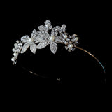 Floral Rhinestones Tiara, Rhinestone Wedding Crown, for brides and bridesmaids