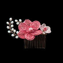Load image into Gallery viewer, French Beaded Flowers Hair Accessories in Red and Pink, for Chinese Wedding
