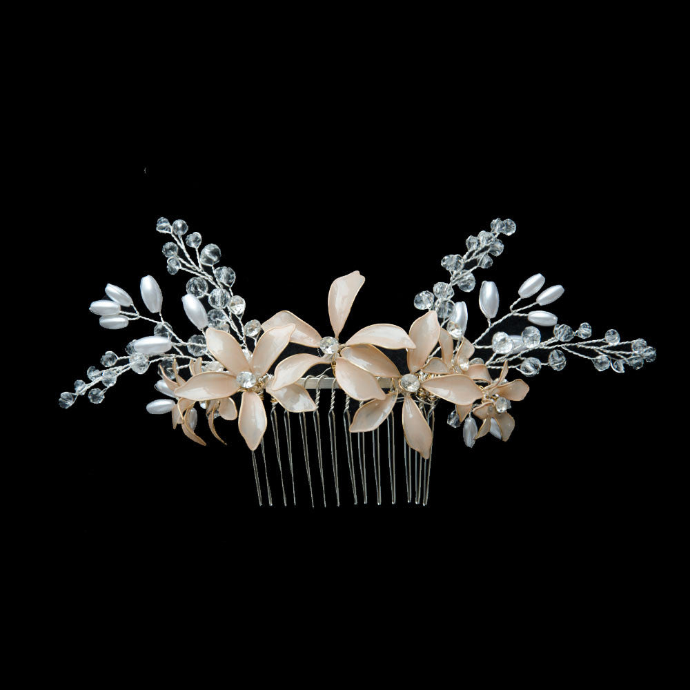 Nail Polish Flowers Handmade Bridal Headpiece in Nude