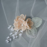 Pink French Beaded Flower Cluster Hair Accessory for Brides and Bridesmaids, Handmade Bridal Headpiece