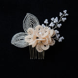 Pink French Beaded Flower Cluster Hair Accessory for Brides and Bridesmaids, Handmade Headpiece